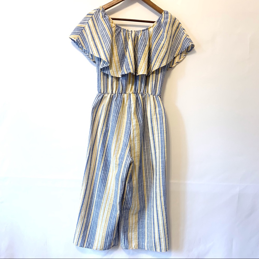 Striped off shoulder jumpsuit M